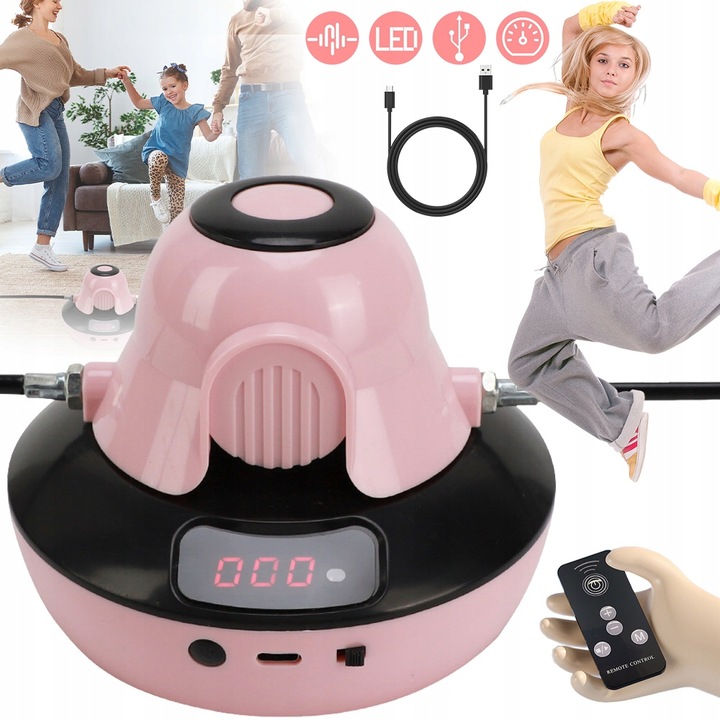 SKAKANKA INTELIGENTNA AUTOMATYCZNA DLA DZIECKO Z LED LICZNIK + PILOT RÓŻOWY