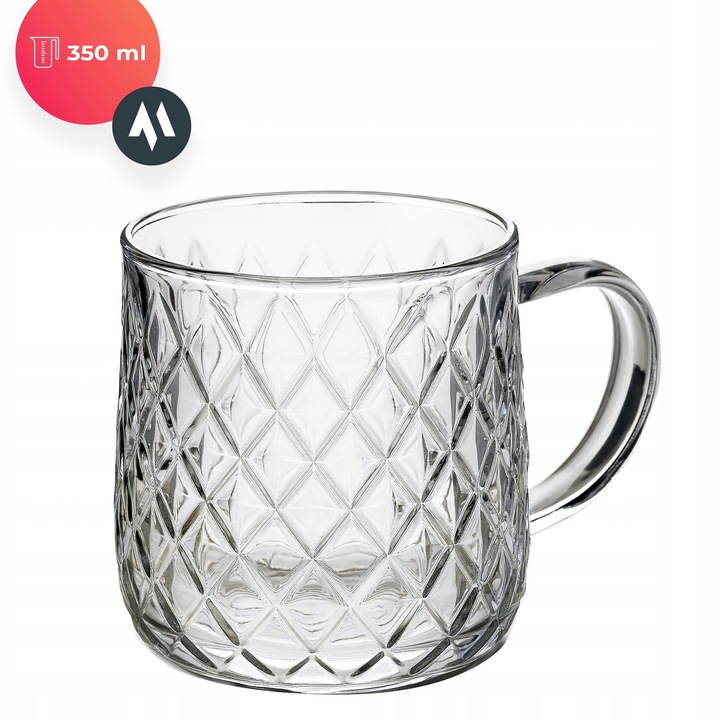 SZKLANKI DO LATTE KAWY HERBATY KOMPLET SZKLANEK Z UCHEM ZESTAW 350ml 2 SZT