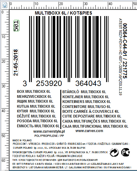 POJEMNIK NA KARMĘ ŻWIREK DLA PSA KOTA CURVER 6L