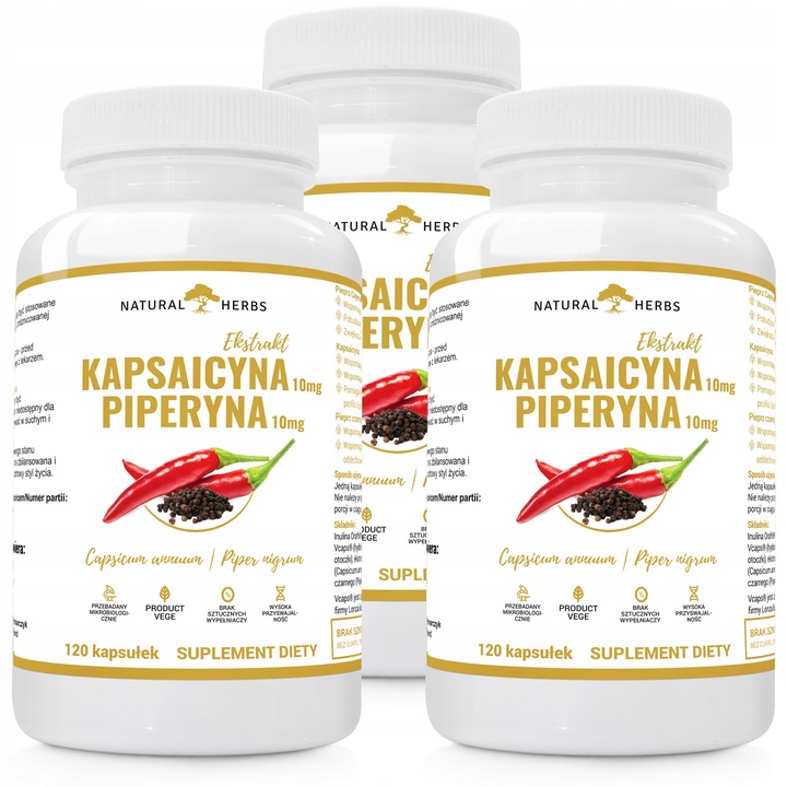 KAPSAICYNA 10 mg PIPERYNA 10 mg PREBIOTYK SPALANIE