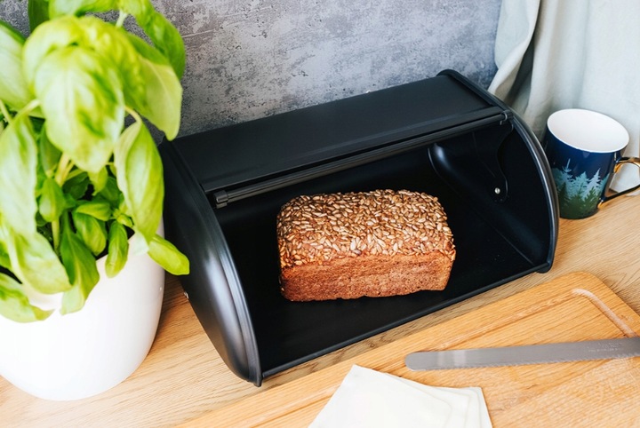 CHLEBAK NA CHLEB BUŁKI POJEMNIK NA PIECZYWO ŻYWNOŚĆ CZARNY METALOWY