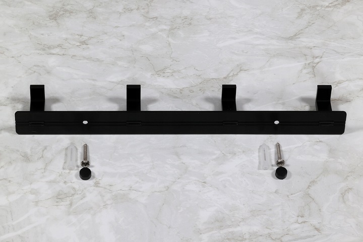 WIESZAK NA RĘCZNIKI ŁAZIENKOWY CZARNY LOFT SOLIDNY LISTWA Z 4 HACZYKAMI