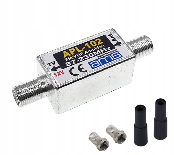 Wzmacniacz antenowy FM VHF zewnętrzny DAB+ DVB-T2 APL-102e 25 dB 12V