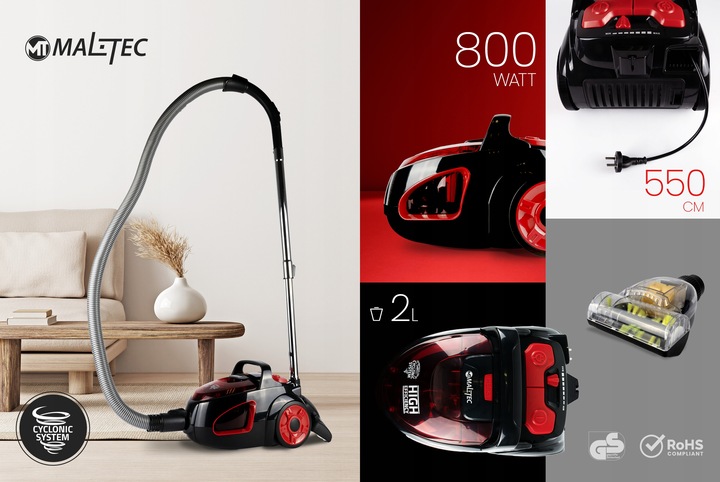 ODKURZACZ BEZWORKOWY CYKLONOWY DOMOWY HEPA TURBOSZCZOTKA LEKKI MOCNY