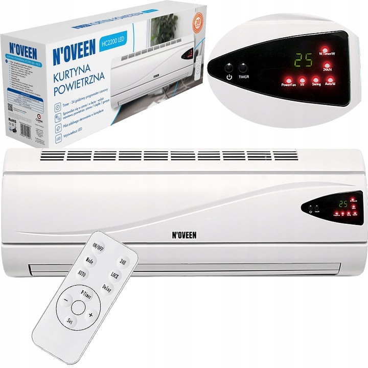 Kurtyna powietrzna HC2200 LED Energooszczędna Timer LED SWING Pilot