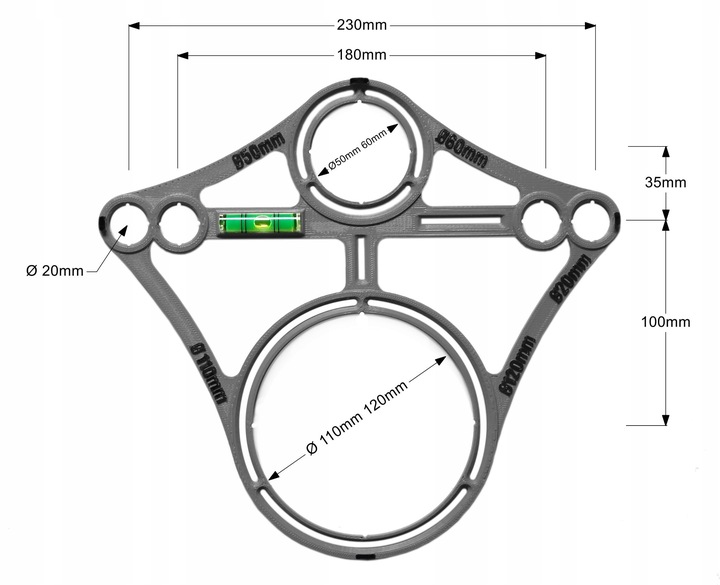 Szablon wzornik otworów płytek stelaża podtynkowego WC Geberit Tece