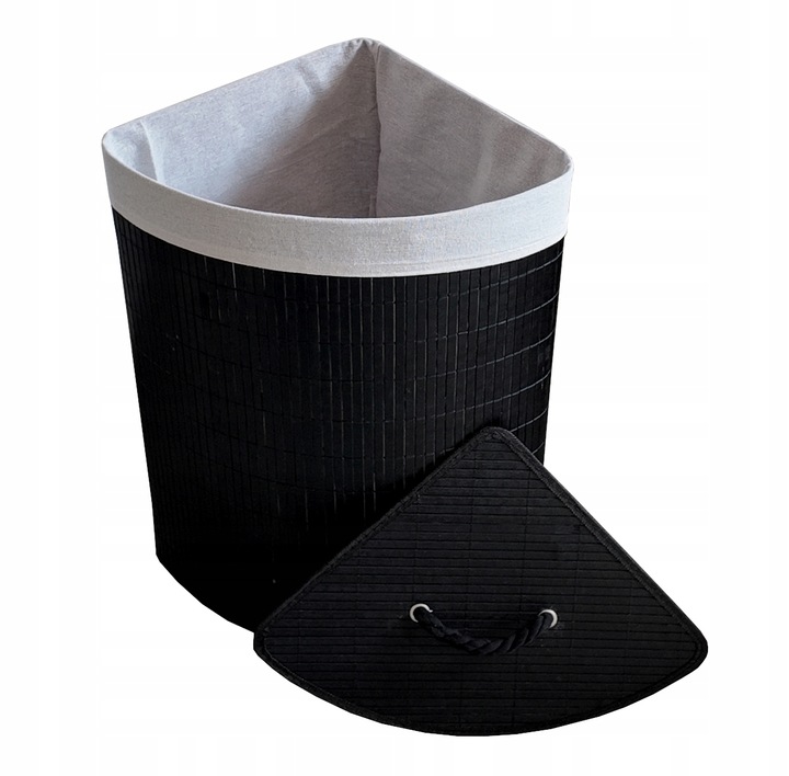 KOSZ BAMBUSOWY NA PRANIE BIELIZNĘ Z POKRYWĄ NAROŻNY POJEMNIK DUŻY 60L