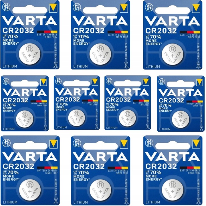 10x Bateria VARTA Litowa Guzikowa Lithum CR2032 3V - 10 sztuk