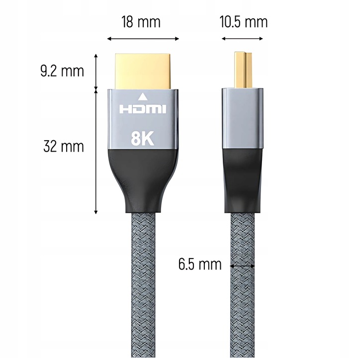Kabel HDMI 2.1 PRZEWÓD ULTRA HIGH SPEED 8K/60HZ 4K/120HZ CERTYFIKOWANY