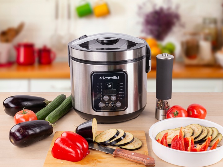 MULTICOOKER ELEKTRYCZNY garnek SZYBKOWAR parowar 13 programów KAMILLE