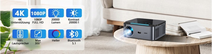 Projektor Rzutnik LED Android Smart TV Full HD 1080p 5G WiFi XIWBSY T07 (N)