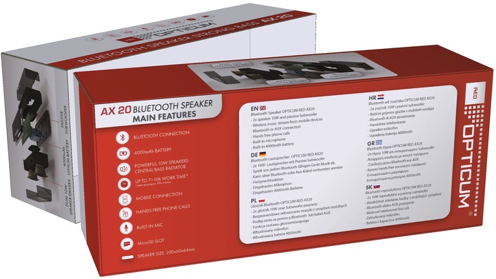 GŁOŚNIK BLUETOOTH PRZENOŚNY 10W AX20 BEZPRZEWODOWY MOCNY BAS AUX