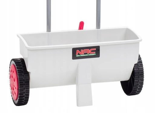 Siewnik NAC Rozsiewacz trawy nawozu soli piasku 45cm 12L na kołach S12-K