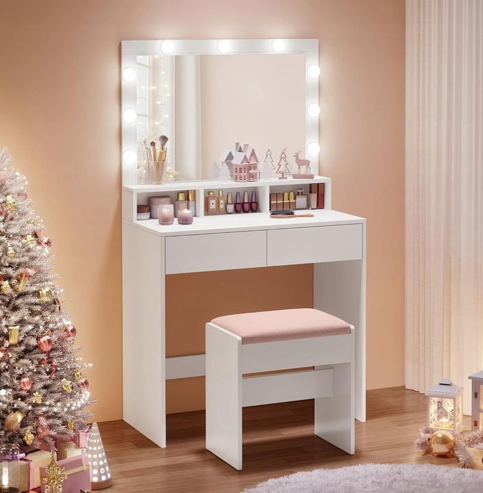 Toaletka kosmetyczna Z LUSTREM I OŚWIETLENIEM LED 2 szuflady 3