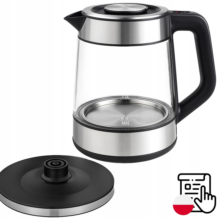 DUŻY CZAJNIK ELEKTRYCZNY 1,7L REGULACJA TEMPERATURY PODŚWIETLANY RGB