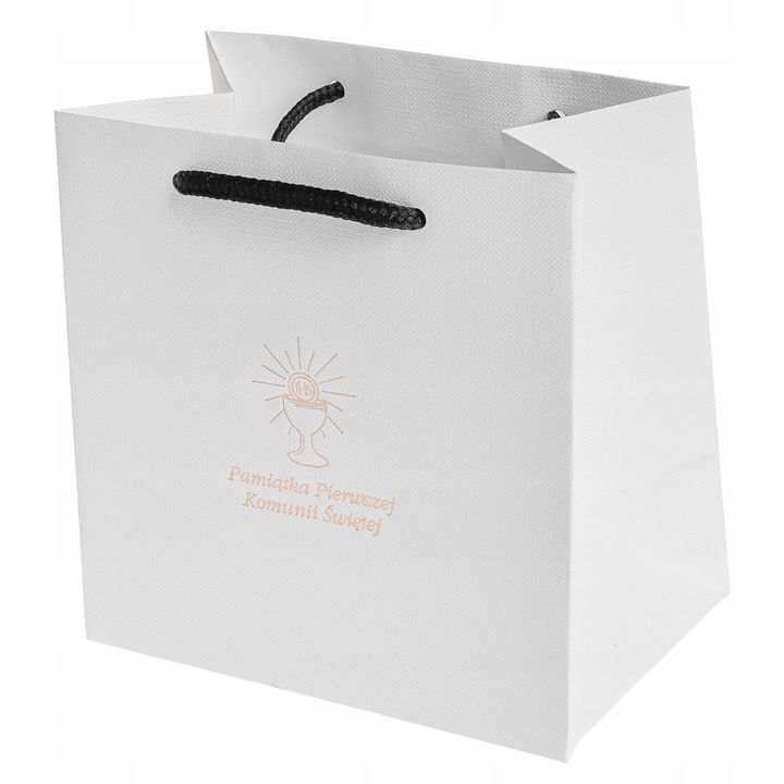 PAMIĄTKA KOMUNII ŚWIĘTEJ / PUDEŁKO NA KOMUNIĘ + TOREBKA + GRAWER DEDYKACJA
