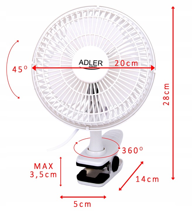 WENTYLATOR WIATRAK BIURKOWY na KLIPS 2 TRYBY MOCNY Z MOCOWANIEM