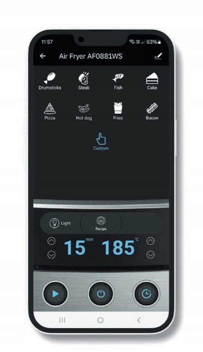 Frytkownica beztłuszczowa 8L Air Fryer Webber 1800W +WIFI +8 programów