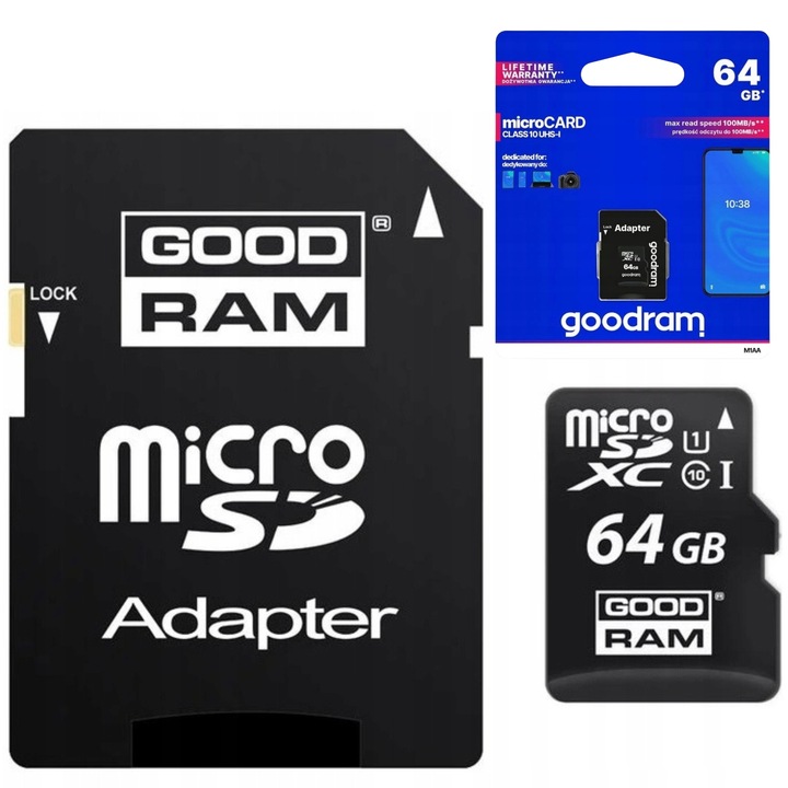 GOODRAM 64GB microSDXC class 10 UHS I + adapter