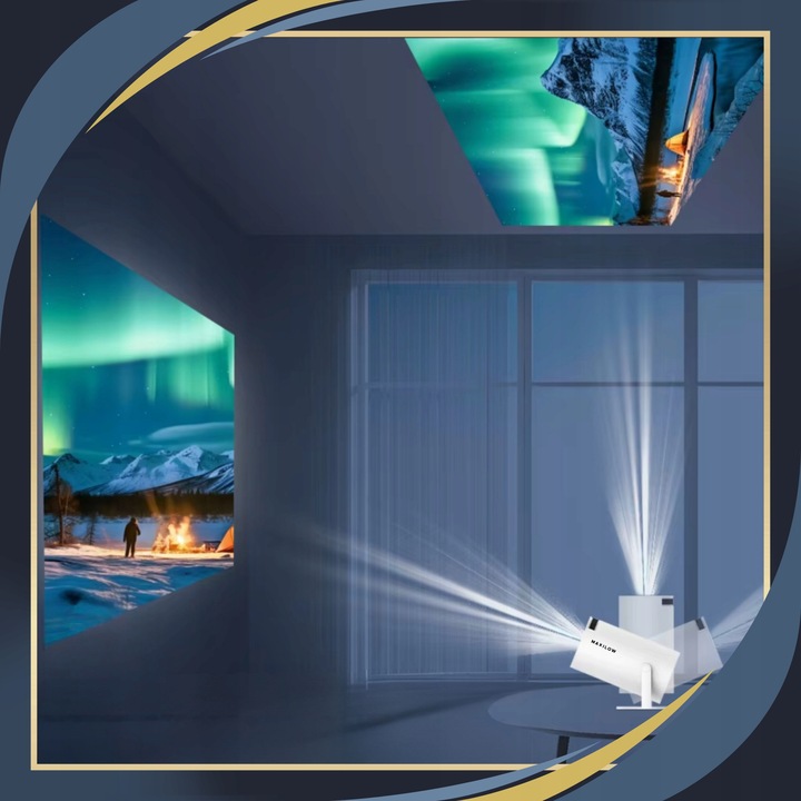 PROJEKTOR RZUTNIK 4K OBROTOWY Z GŁOŚNIKIEM PRZENOŚNY LED ANDROID WIFI