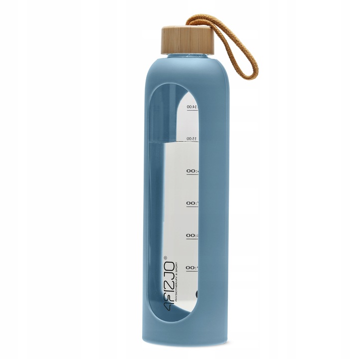 BUTELKA SZKLANA NA WODĘ MOTYWACYJNA SZCZELNA MIARKA SILIKONOWE ETUI 4FIZJO