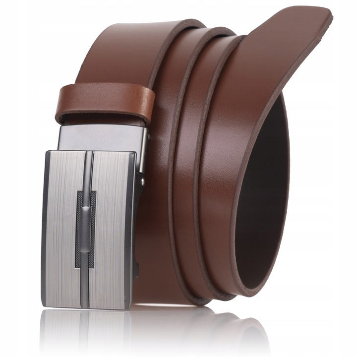 Pasek SKÓRZANY Męski SEPHER Automat BRĄZOWY spodni