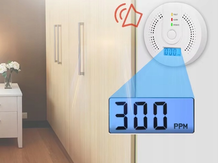 CZUJNIK CZADU TLENKU WĘGLA DETEKTOR LCD CO LCD WYKRYWACZ BEZPRZEWODOWY