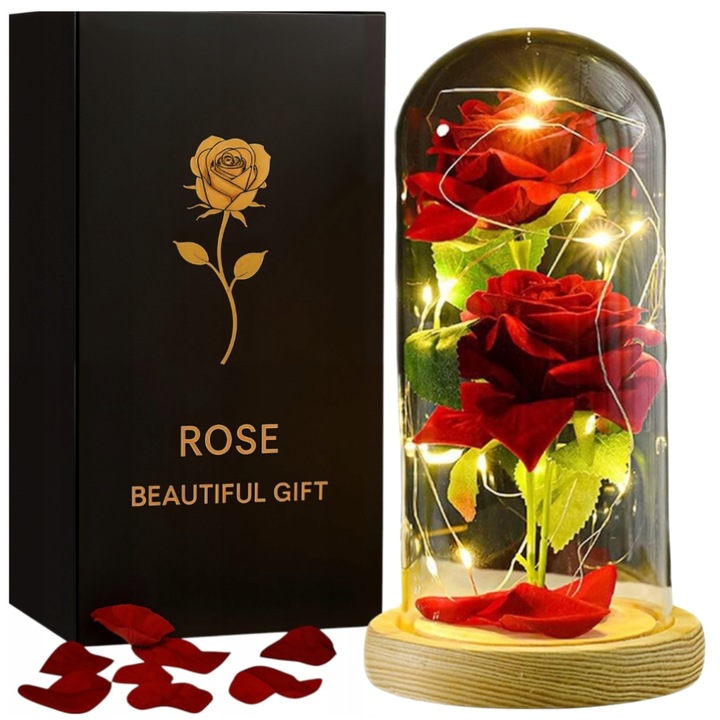 WIECZNA RÓŻA W SZKLE PREZENT NA DZIEŃ KOBIET WALENTYNKI URODZINY DLA