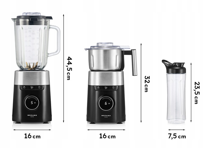 BLENDER KIELICHOWY SZKLANY MŁYNEK 2 BIDONY MOCNY 2700W TURBO 2,2L