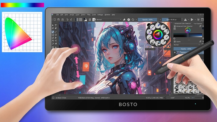 BOSTO A5 Tablet graficzny EKRANOWY 15,6" 2w1 ANDROID 15,6" DOTYK przenośny