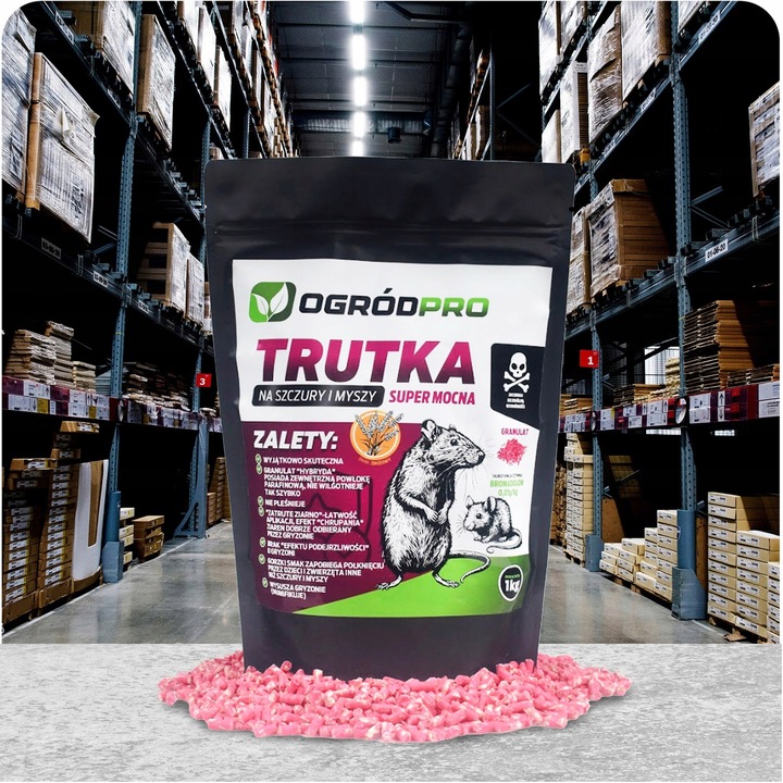 TRUTKA MEGA MOCNA GRANULAT Na Szczury Myszy Gryzonie Deratyzacja 1 KG