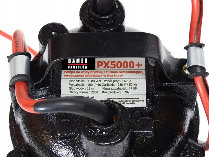 POMPA PX5000+ DO WODY BRUDNEJ ŚCIEKÓW SZAMBA ROZDRABNIACZ 100%MIEDŹ
