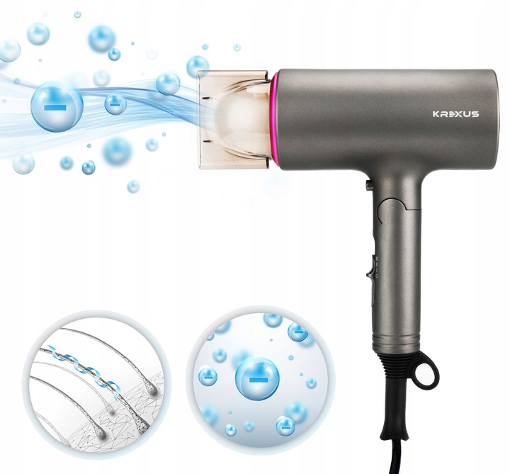 Profesjonalna suszarka do włosów Jonizacja Składana Krexus