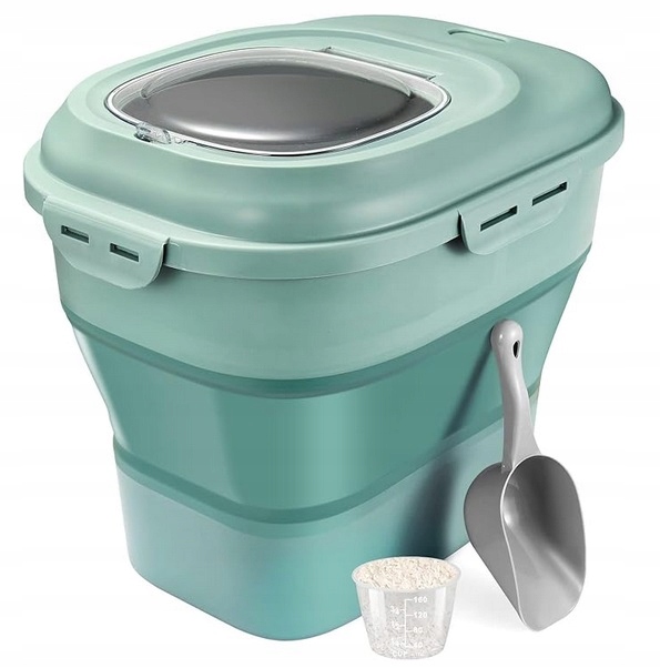 DUŻY POJEMNIK NA KARMĘ DLA PSA SKŁADANY SILIKON RÓŻOWY