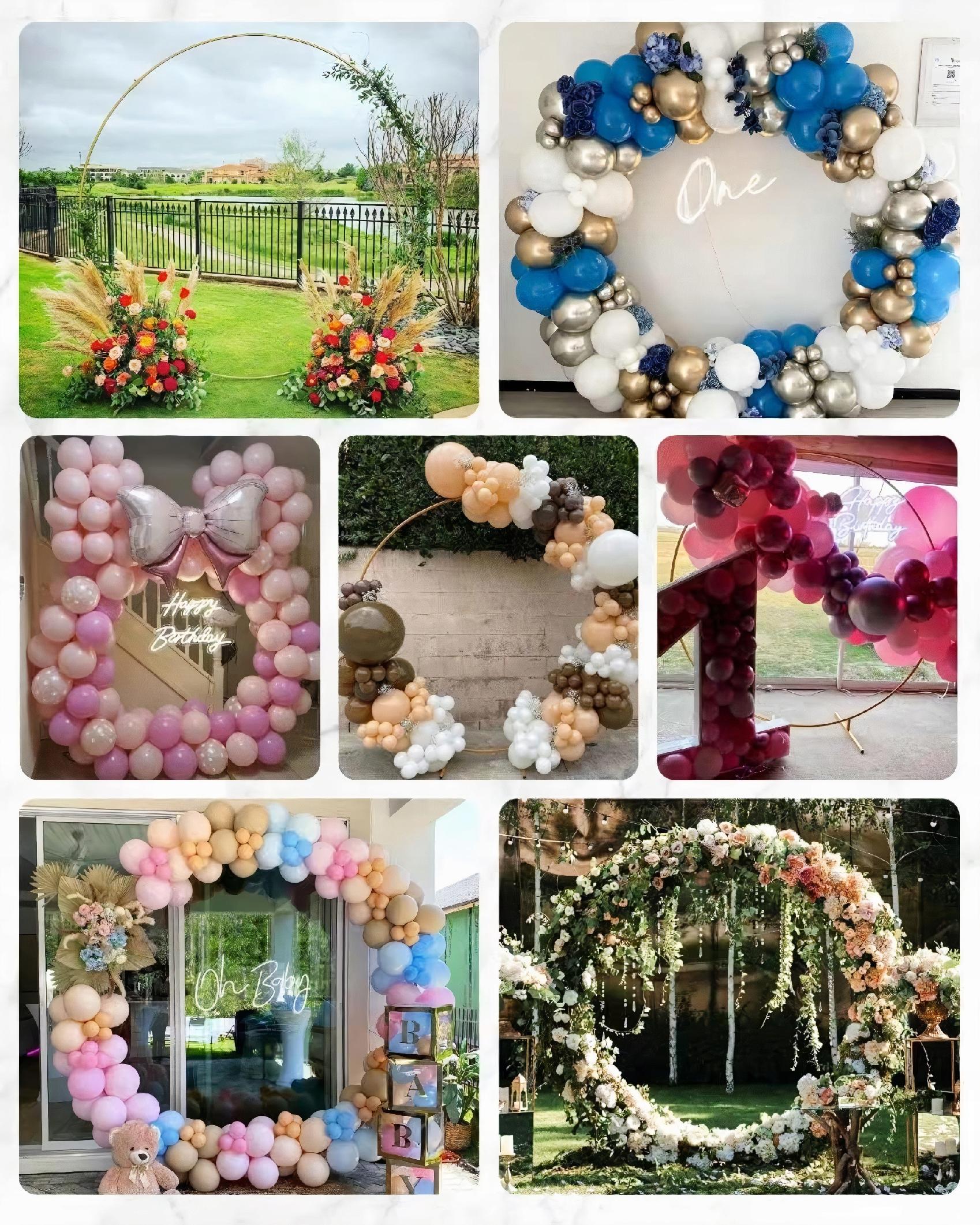 Złote Koło Na Balony Stojak Balonowy Stelaż Metalowy Ścianka Wesele 2,1M