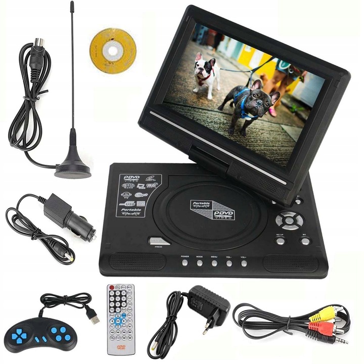 PRZENOŚNY ODTWARZACZ DVD TV/FM/USB/GIER KONSOLA