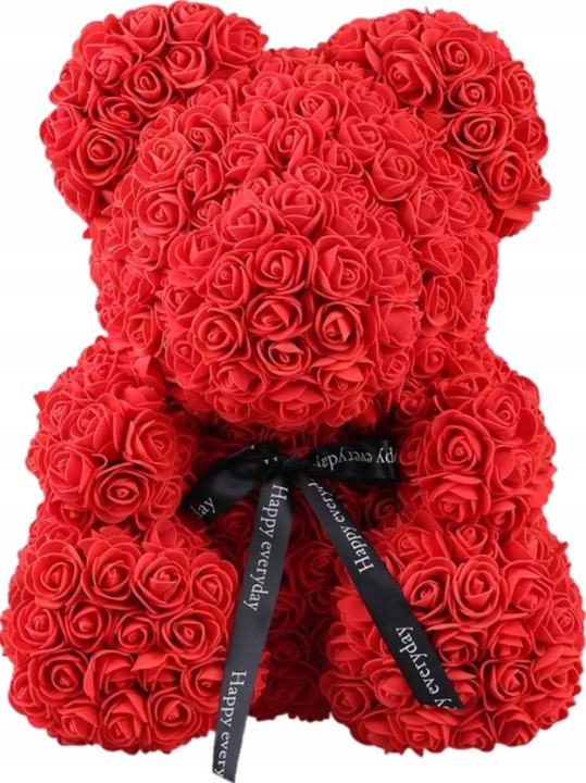 MIŚ Z PŁATKÓW RÓŻ XXL DUŻY NA WALENTYNKI DZIEŃ KOBIET PIĘKNY PREZENT +