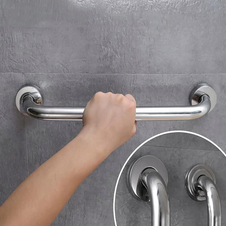 PORĘCZ UCHWYT ŁAZIENKOWY PROSTY DO WANNY DRZWI x2 CHROM POD PRYSZNIC 30CM