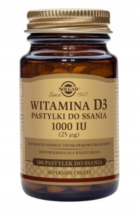 Solgar Witamina D3 1000 j.m. 100 past. do ssania