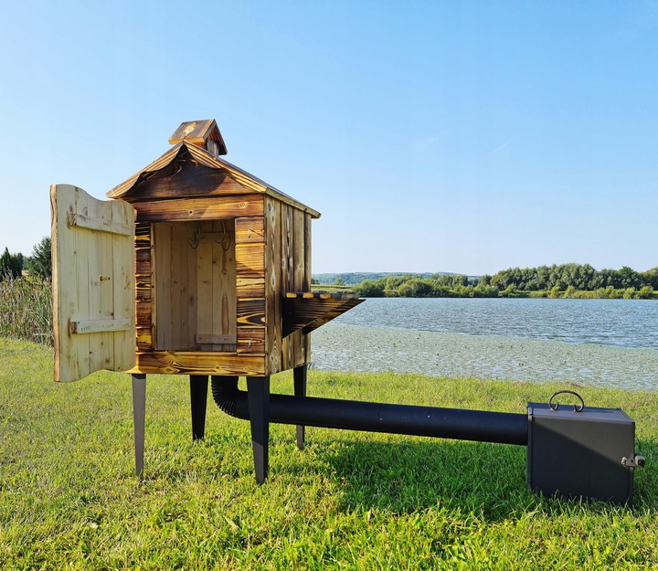 WĘDZARNIA DREWNIANA DOMOWA OGRODOWA WĘDZARNIK PALENISKO RURY GOTOWY ZESTAW