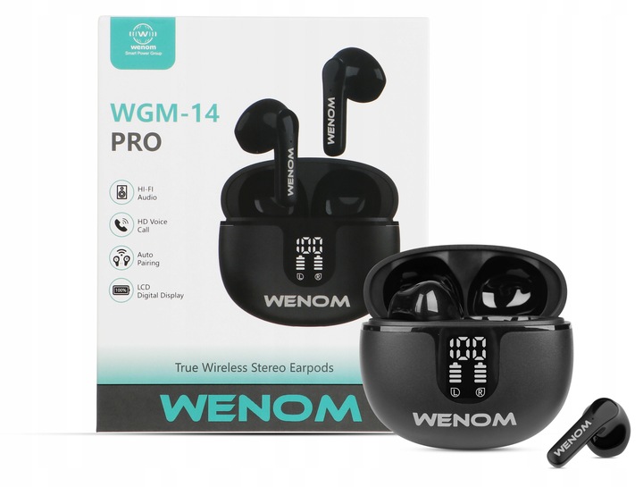 Słuchawki bezprzewodowe Wodoodporne Sportowe Dwa Mikrofony WGM 14 PRO TWS