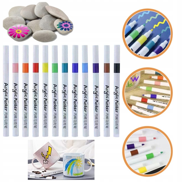 FLAMASTRY PISAKI AKRYLOWE DO RÓŻNYCH POWIERZCHNI 24 szt