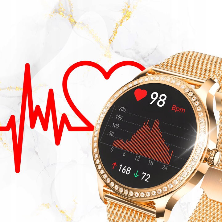 SMARTWATCH ZEGAREK DAMSKI MENU POLSKIE ROZMOWY SPORT SMART WATCH PULS PL