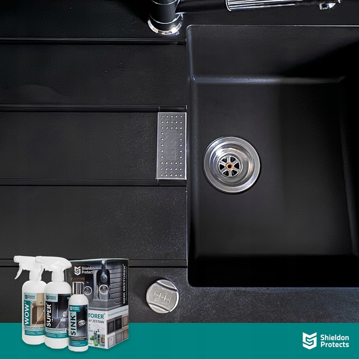 Zestaw do czyszczenia zlewu granitowego WOW + SUPER + impregnat SINK