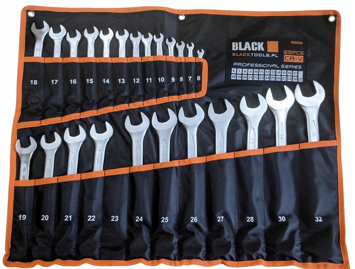 ZESTAW KLUCZY PŁASKO OCZKOWYCH 25 SZT 6-32mm DOUBLE POUCH COLD STEMP