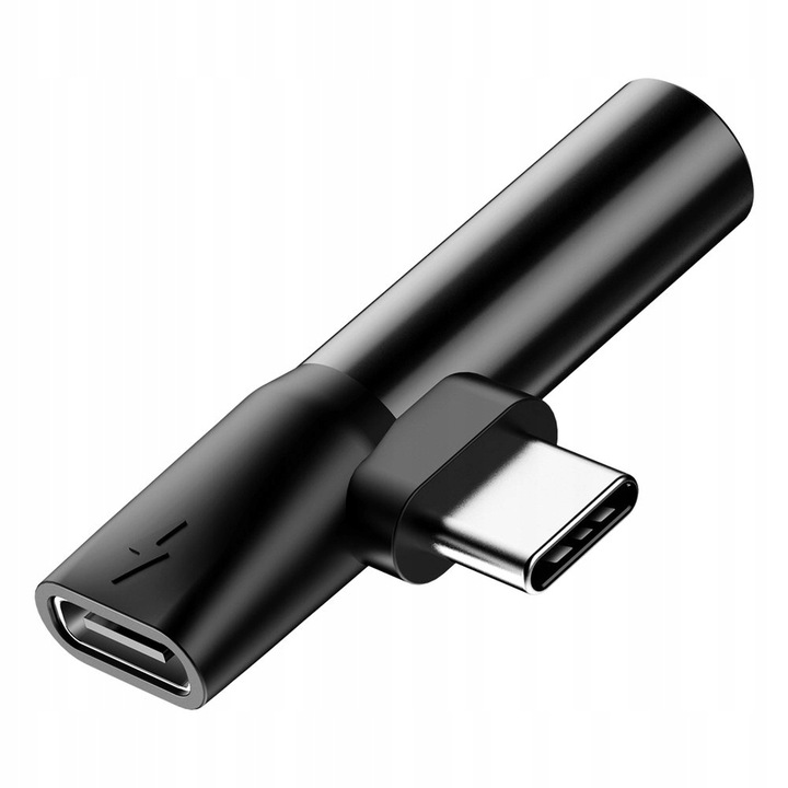 Adapter Audio Baseus USB-C do Mini Jack 3.5mm + USB-C (czarny)