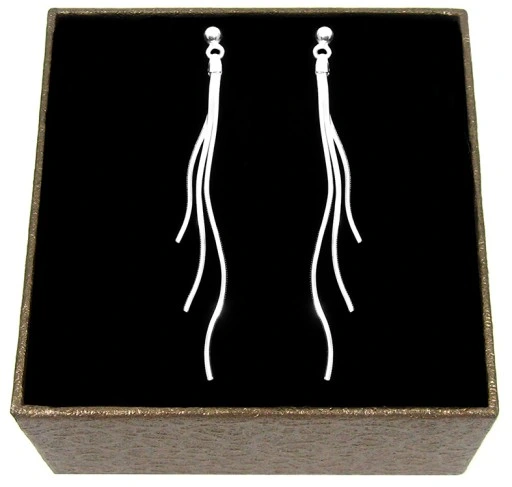 WISZĄCE DŁUGIE KOLCZYKI SREBRNE LINKI SREBRO PRÓBY 925 DIAMENTOWANE A27