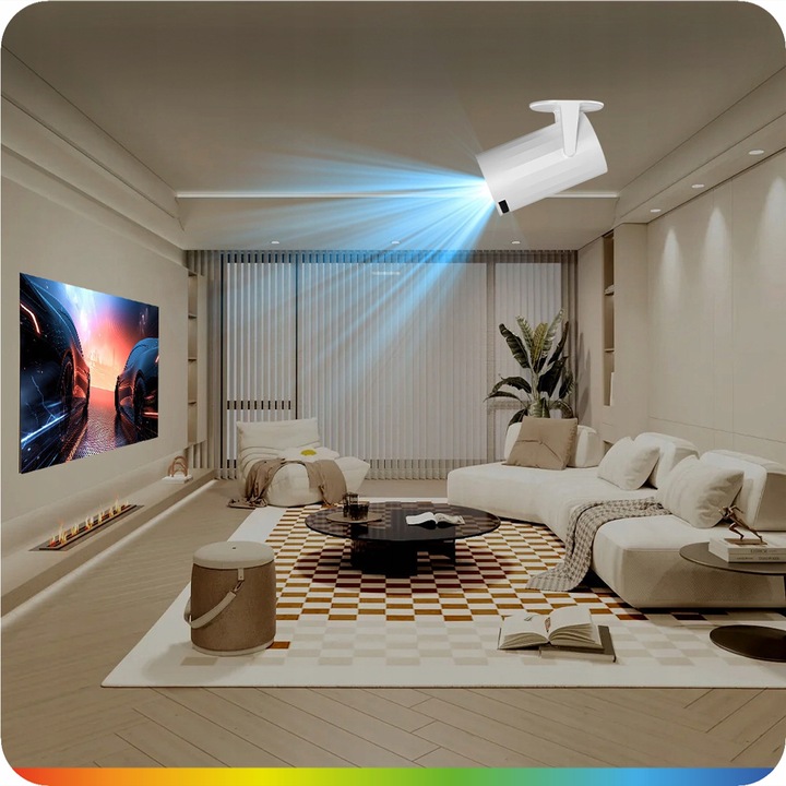 PROJEKTOR RZUTNIK ANDROID TV 4K WIFI FULL HD PRZENOŚNY SMART GŁOŚNIK
