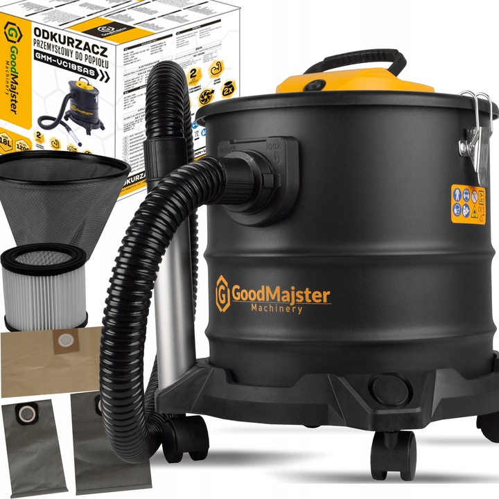 ODKURZACZ PRZEMYSŁOWY BEZWORKOWY separator do popiołu pieca kominka