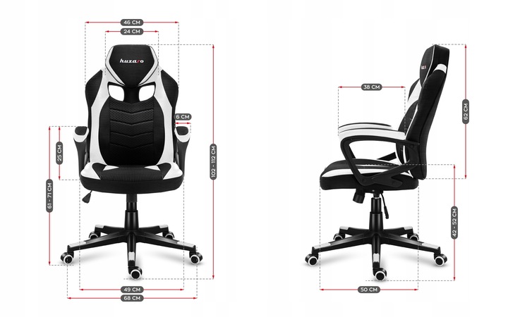 Fotel Gamingowy Gracza obrotowy Tilt HUZARO Force Force 2.5 WHITE MESH